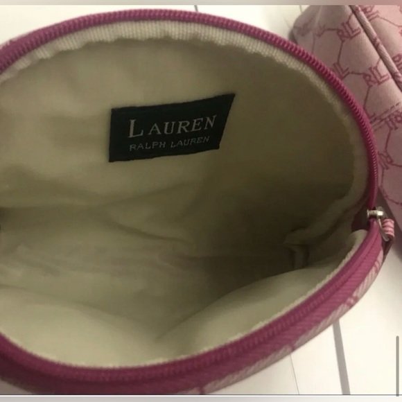 Three New Lauren Ralph Lauren Pink Cosmetic Bags iPhone Bag Signature RL Print - Picture 13 of 16